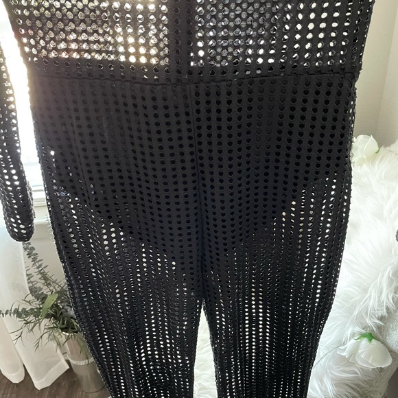 Black Sexy Mesh Skinny Leg Jumpsuit Clubwear Sz 6 - Picture 8 of 11